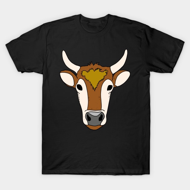 Hand Drawn Cow with brown and white fur T-Shirt by Mesyo